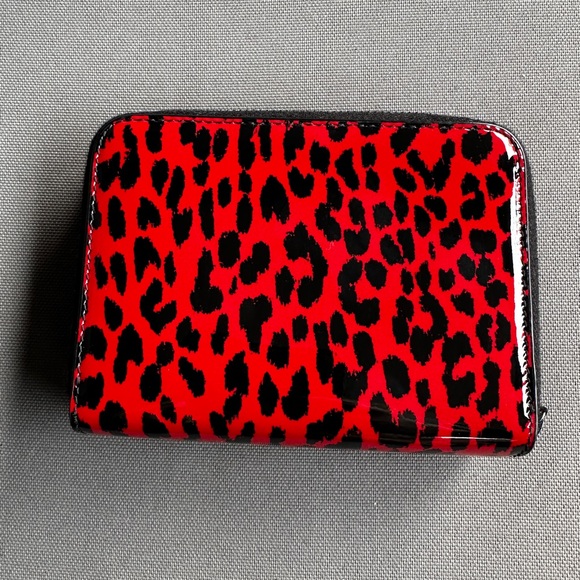 Saint Laurent wallet folding YSL 562796 baby cat leopard pattern zip rouge black - Picture 5 of 9